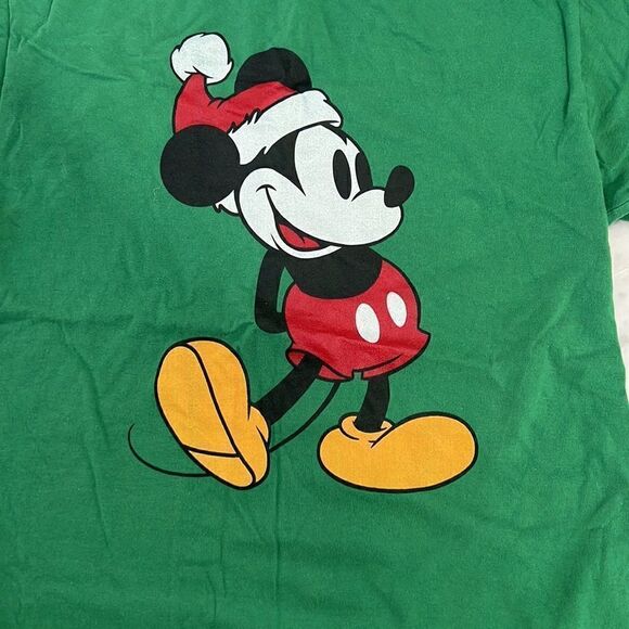 Disney Christmas Mickey Heather Green Short Sleeve T- Shirt Size Small - Picture 2 of 6